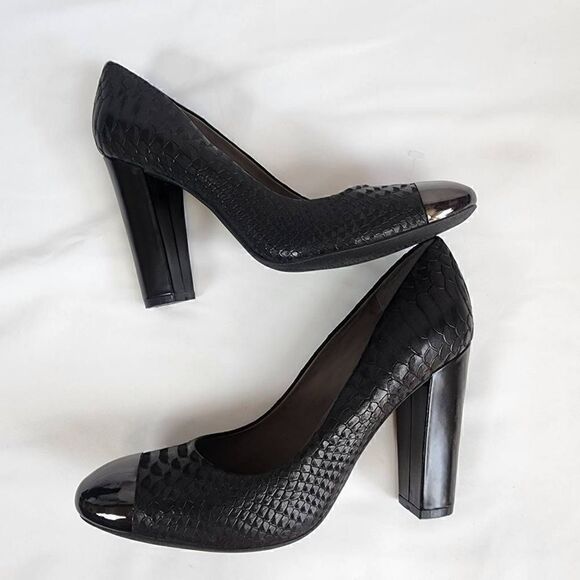 GEOX Respira High Heels Scales Black Block Heel Women's Size 39 (8.5) - Picture 7 of 13